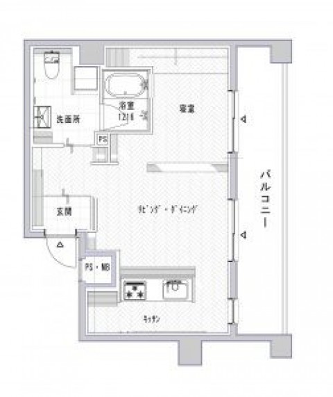 部屋の真ん中に浴室を配した ヘリンボーンの部屋 マンションリノベーション事例 Suvaco スバコ