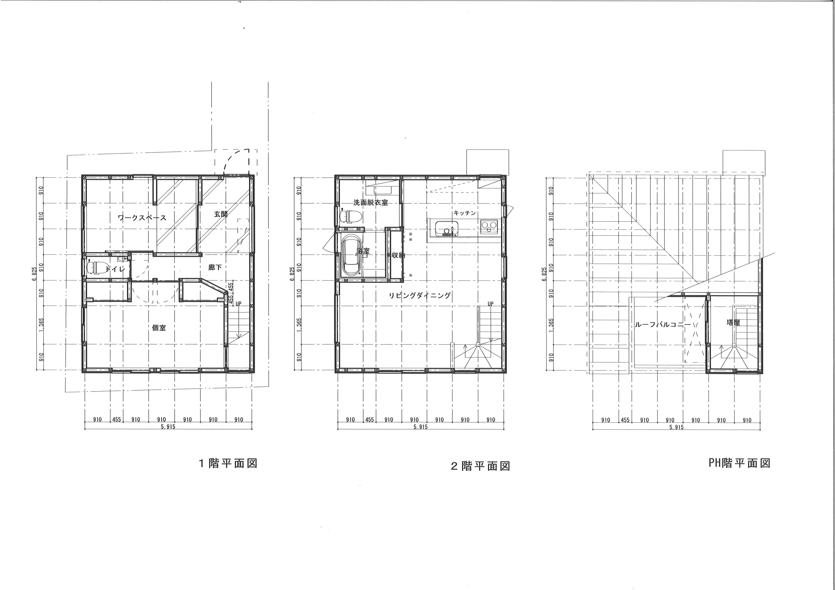 西東京の家～旗竿敷地の狭小住宅～の間取り図