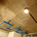 ボルダリング×コンクリートスラブのアスレチック空間の写真 天井