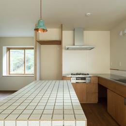 玄関を共有する二世帯のリノベーション：『青葉区の二世帯住宅』 (2階キッチン)