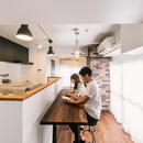 case130・ブリックタイルのあるカフェ風マンションの写真 キッチン