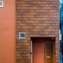 築80年！空き家を再生した「リノベーションアパートメント」～小屋のような家・小屋空間で人気～の写真 外壁：屋根材を外壁に使う、建築素材の、魅力が増す素敵な使い方！