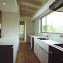 塩原の週末の家の写真 大きな窓から景色を眺められるキッチン
