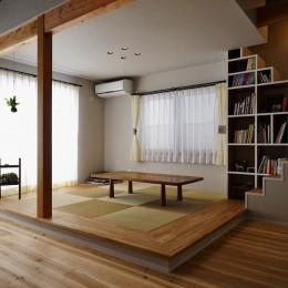 和室 (キッチンからはじまる家族の時間　～LDKを2階に移動し、勾配天井で広がりのある くつろぎ空間に～)
