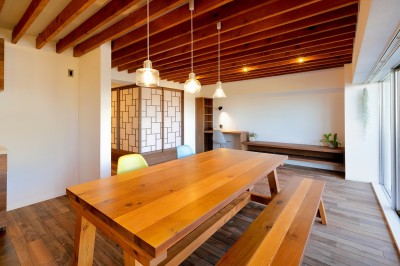 LDK  ダイニングテーブル (関町の家「around a table」)