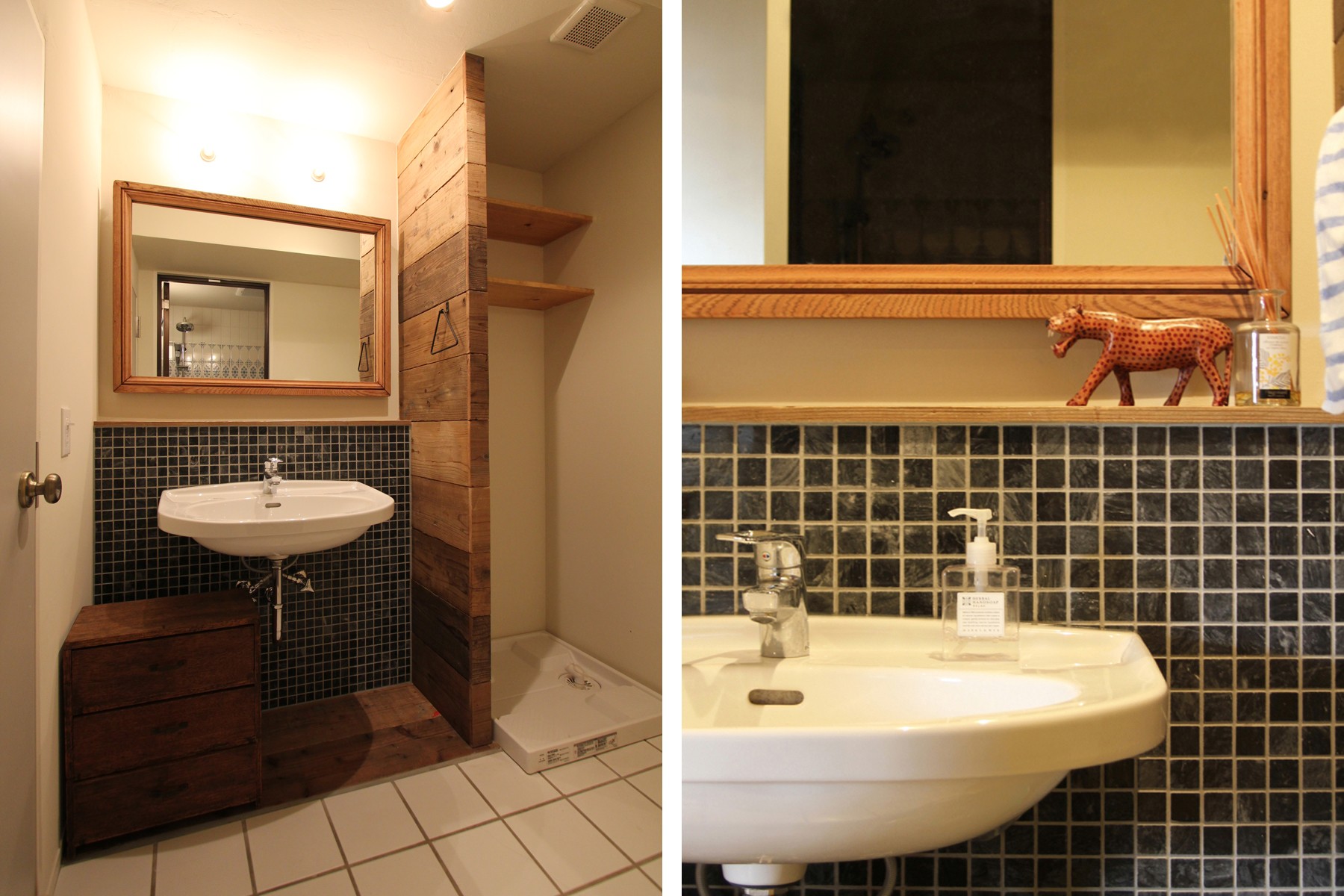バス/トイレ事例：洗面室（"古い"と"新しい"が仲良く共存する家（西馬込 H邸マンションリノベーション））