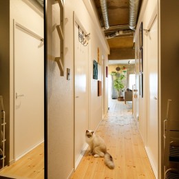 猫と暮らす無垢フローリングの家 (廊下)