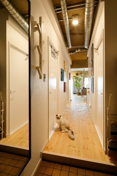 廊下 (猫と暮らす無垢フローリングの家)