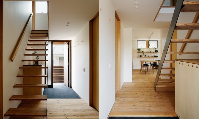 玄関とホール｜駒沢公園の家〜倉庫のような外観・柔らかい室内〜