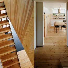 駒沢公園の家〜倉庫のような外観・柔らかい室内〜 (階段と階段ホール)