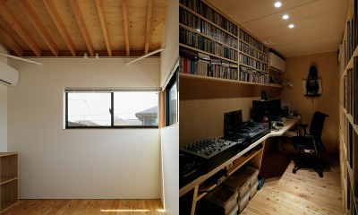 個室と書斎｜駒沢公園の家〜倉庫のような外観・柔らかい室内〜