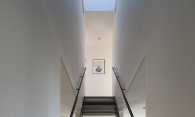 名古屋市Ｎ邸～高低差がある敷地のガレージハウス (階段上のトップライト)