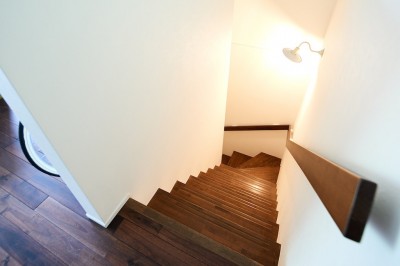 階段 (古材が映えるディスプレイ空間)