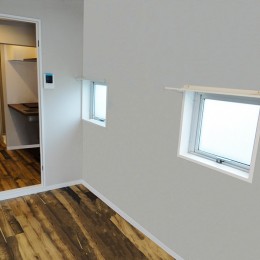 洋室 (天然木の床と造作キッチン)