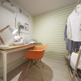 多彩なパターンを各部屋に使用したモデルルーム (居室)