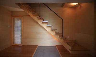 清流の家～眺望のよい２世帯住宅～ (ストリップ階段)