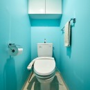 単身リノベはリラックスできる癒し空間の写真 ブルーの爽やかなトイレ