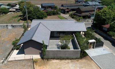 山隈の家 (外観　ドローン撮影)