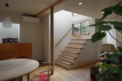リビング階段 (緑に囲まれて暮らす家)