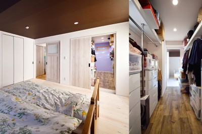 白を基調にした優しい色合いの寝室 (4LDKから2LDKリフォームでのびのび楽しく過ごせる家に)