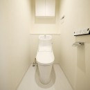 大理石調カウンターのL型キッチンの写真 トイレ