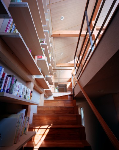階段 (【本駒込の家】　短冊敷地を生かす中庭とデッキ)