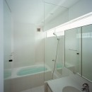 【スキップテラスの家】　　テラスの段差が生み出す、外部空間の変化の写真 浴室・洗面