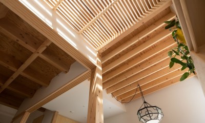 椿庵　― 茶室のある旗竿敷地の住宅 ― (４種類のの天井で空間が変化する)