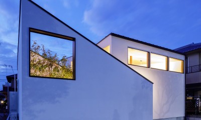 haus-cros / 十字フレームが印象付ける和洋折衷テイストの箱型中庭住宅 (haus-cros 外観)