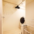 これまでの住まいの、お気に入りポイントはいかして不満点を解消した新しい住まい。の写真 脱衣室は、室内干しのできる洗濯スペース