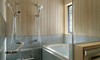 桜上水の住宅 / 半地下と屋上の効果 (浴室)