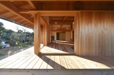 木製建具と濡縁 (静岡の石場建て)