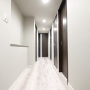 キッチンと洗面室を繋ぐ便利な家事動線の写真 玄関・廊下