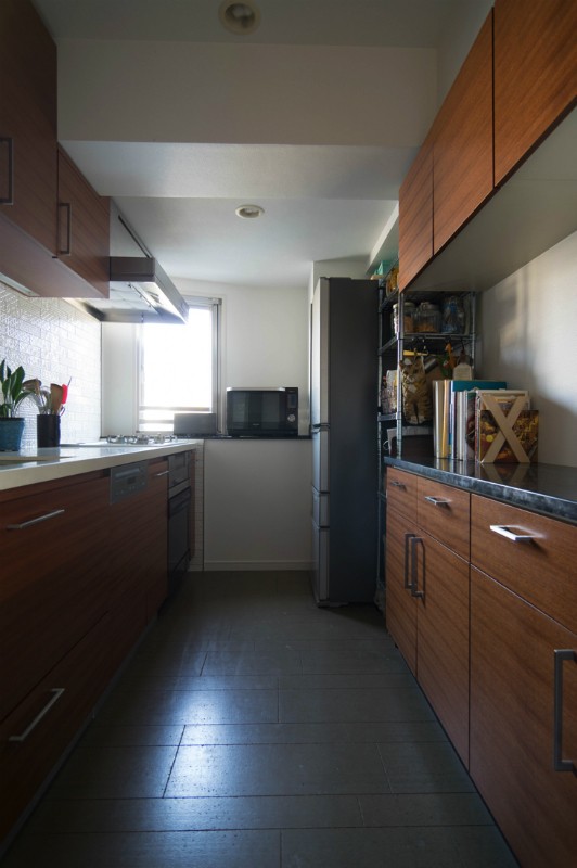 キッチン事例：キッチン（漆喰と輸入クロスを使ったマンションリノベーション）