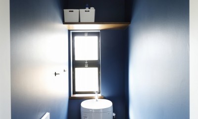 ボタニカル×ネイビーの壁のトイレ｜じっくり こっくり 味わい深く