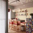 CAFEで暮らす～色遊びを楽しむ家～の写真 キッチン