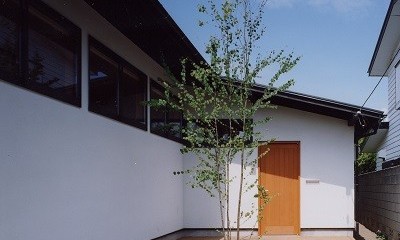 辻堂東海岸の家～大きな窓で緑の庭と一体になる平屋 (アプローチ)