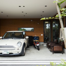 Slow life　琵琶湖を望む別荘に緑を感じ住む　彦根新海浜の家-ガレージ
