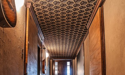 玄関ホール｜ヴィンテージ家具と植物と木とテグラがつくりだす空間　東琵琶湖の家