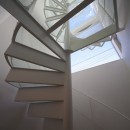 湯島の家の写真 ガラスの螺旋階段見上げ