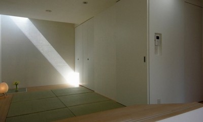 竹間沢の家 (２階和室。トップライトからの光芒。)