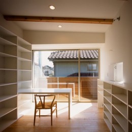 竹間沢の家 (２階書斎。たくさんの本棚設置。)