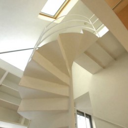 上池台の家 (３階への螺旋階段（鉄骨階段）。)
