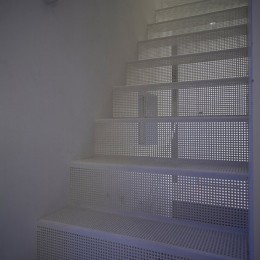 昭島の家 (パンチングメタルの階段で３階へ。)