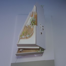 東新小岩の家 (東側鳥瞰模型。三角形の平面。)