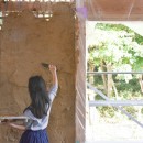 名古屋の石場建て（工事中）の写真 土壁塗り