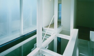 ロフト階　吹抜け｜ガラス階段の家～透明ガラス階段が家中に光をとどける家～