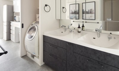 ゆったりとした洗面スペースで快適｜ホテルのように心地良い住まいを保つため、暮らしやすさ8割にオシャレが2割。