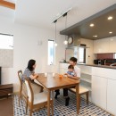 刈谷市M様邸『アクセントクロスが印象的。収納豊富なシンプルデザインの家』の写真 家族団らんのLDK