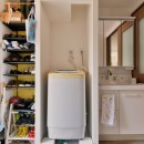 のびのび過ごせる2列型キッチンの家の写真 玄関収納 ➡ 洗濯機 ➡ 洗面台